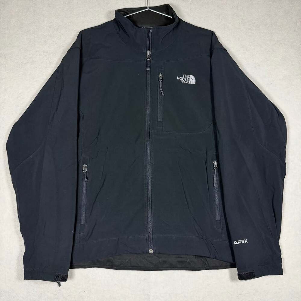 Vintage The North Face Jacket Mens Large Black Softshell Windbreaker Zip Up Apex